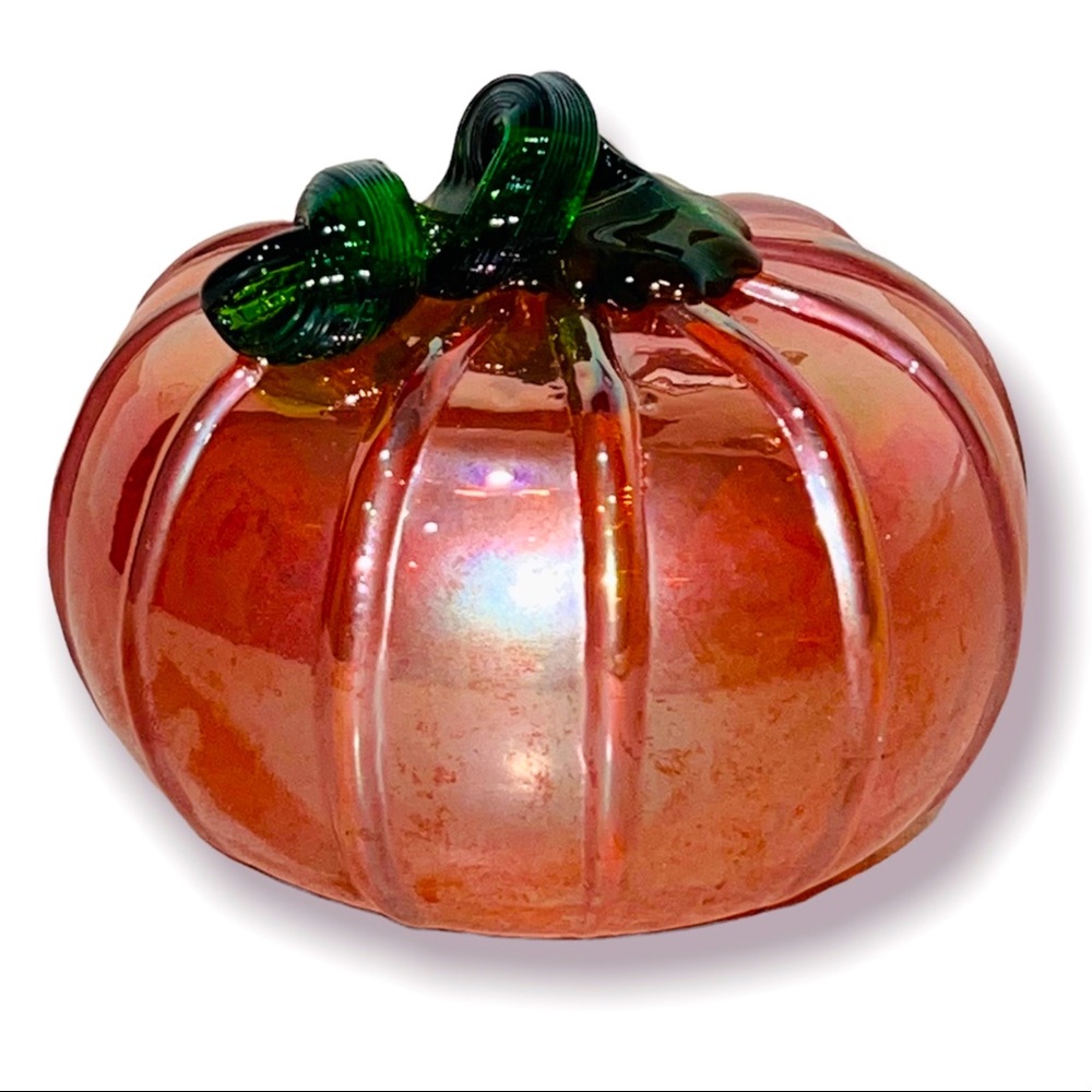iridescnet blown art glass pumpkin